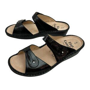 Finn Comfort Catalina Cushioned Patent Leather Orthopedic Sandals Womens 40D Bla